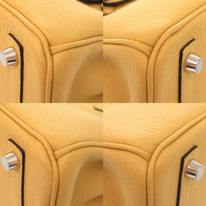 未使用品 エルメス バーキン25 トゴ パイユ シルバー金具 G刻印 ハンドバッグ 黄 1759【中古】HERMES