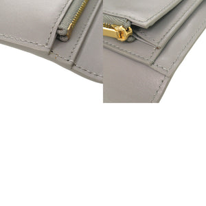 美品 セリーヌ C金具 コンパクトウォレット レザー グレー 三つ折り財布 0001【中古】CELINE
