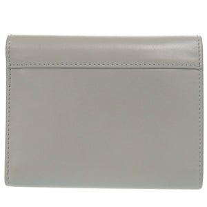 美品 セリーヌ C金具 コンパクトウォレット レザー グレー 三つ折り財布 0001【中古】CELINE