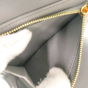 美品 セリーヌ C金具 コンパクトウォレット レザー グレー 三つ折り財布 0001【中古】CELINE