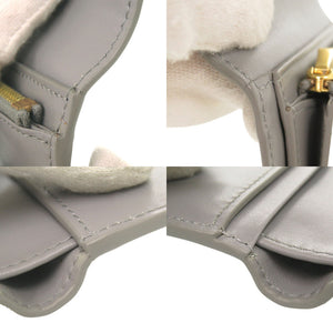 美品 セリーヌ C金具 コンパクトウォレット レザー グレー 三つ折り財布 0001【中古】CELINE