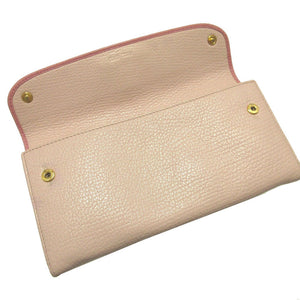 美品 ミュウミュウ 5M1109 レザー ピンク 2つ折り長財布 財布 0003【中古】MIUMIU
