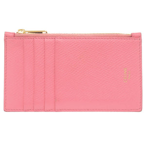 セリーヌ コンパクト ジップ カードホルダー レザー ピンク フラグメントケース カードケース コインケース 0006【中古】CELINE