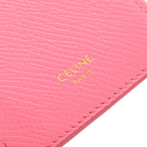セリーヌ コンパクト ジップ カードホルダー レザー ピンク フラグメントケース カードケース コインケース 0006【中古】CELINE