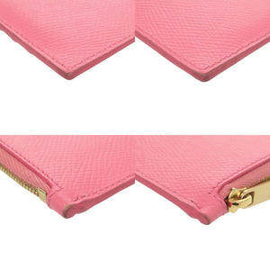 セリーヌ コンパクト ジップ カードホルダー レザー ピンク フラグメントケース カードケース コインケース 0006【中古】CELINE