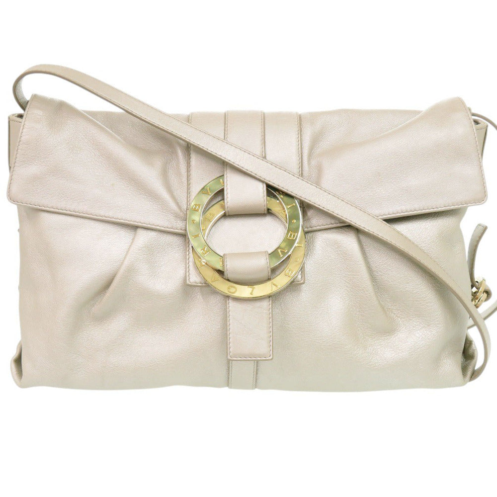 ブルガリ チャンドラ レザー シルバーグレー ショルダーバッグ 0011【中古】BVLGARI