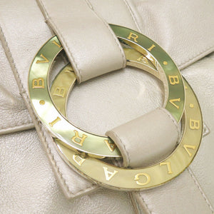 ブルガリ チャンドラ レザー シルバーグレー ショルダーバッグ 0011【中古】BVLGARI