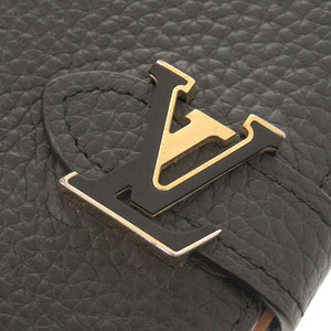 美品 ルイ ヴィトン LV ヴェルティカルウォレット コンパクト M81561 トリヨンレザー ブラック 二つ折り財布 黒 LV 0013【中古】LOUIS VUITTON