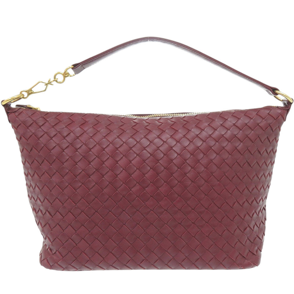 美品 ボッテガヴェネタ イントレチャート B08496411I レザー ボルドー ハンドバッグ 0029【中古】BOTTEGAVENETA