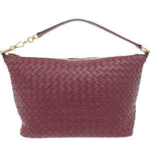 美品 ボッテガヴェネタ イントレチャート B08496411I レザー ボルドー ハンドバッグ 0029【中古】BOTTEGAVENETA