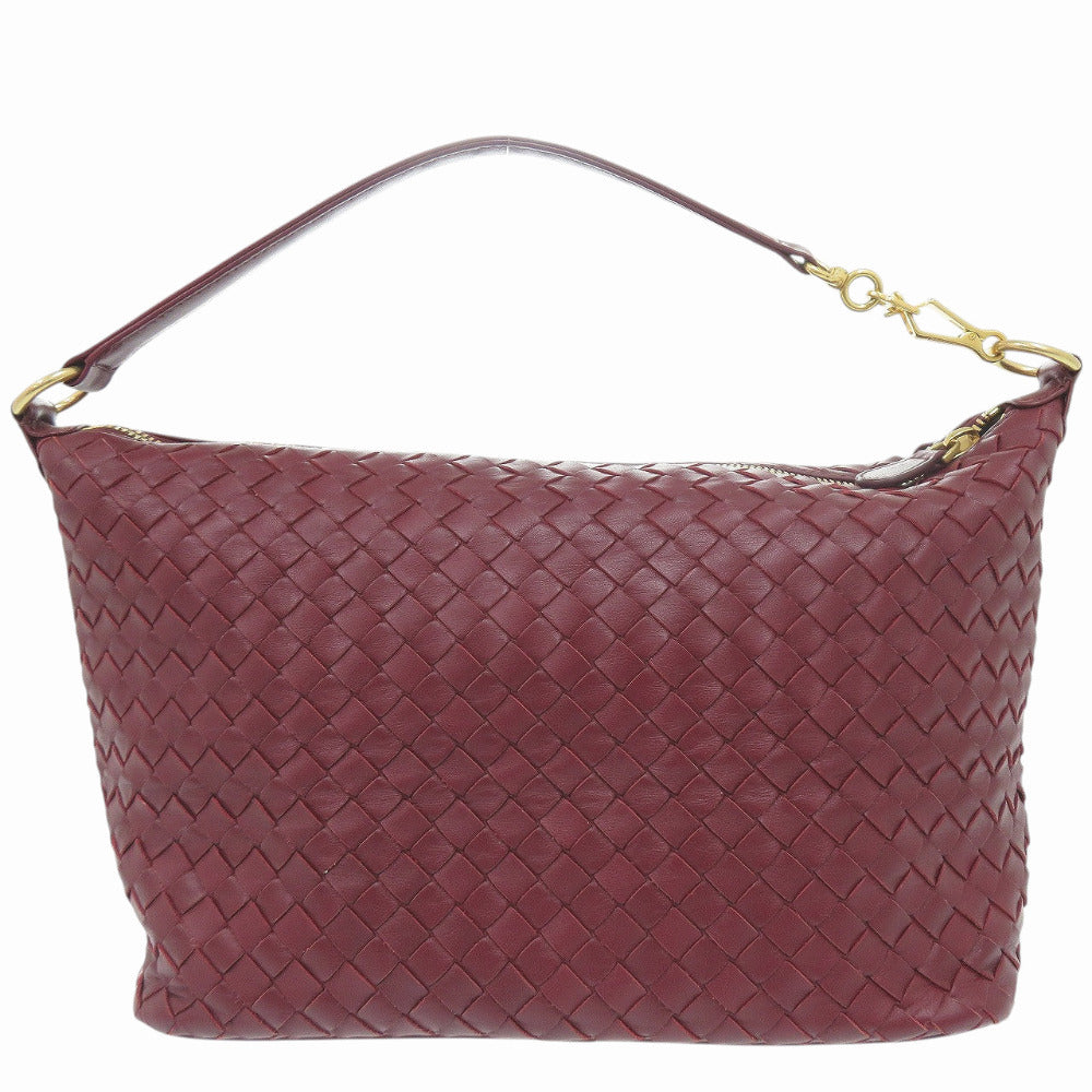美品 ボッテガヴェネタ イントレチャート B08496411I レザー ボルドー ハンドバッグ 0029【中古】BOTTEGAVENETA