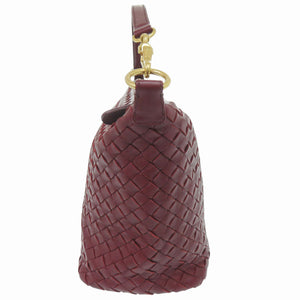 美品 ボッテガヴェネタ イントレチャート B08496411I レザー ボルドー ハンドバッグ 0029【中古】BOTTEGAVENETA