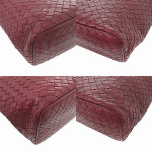 美品 ボッテガヴェネタ イントレチャート B08496411I レザー ボルドー ハンドバッグ 0029【中古】BOTTEGAVENETA