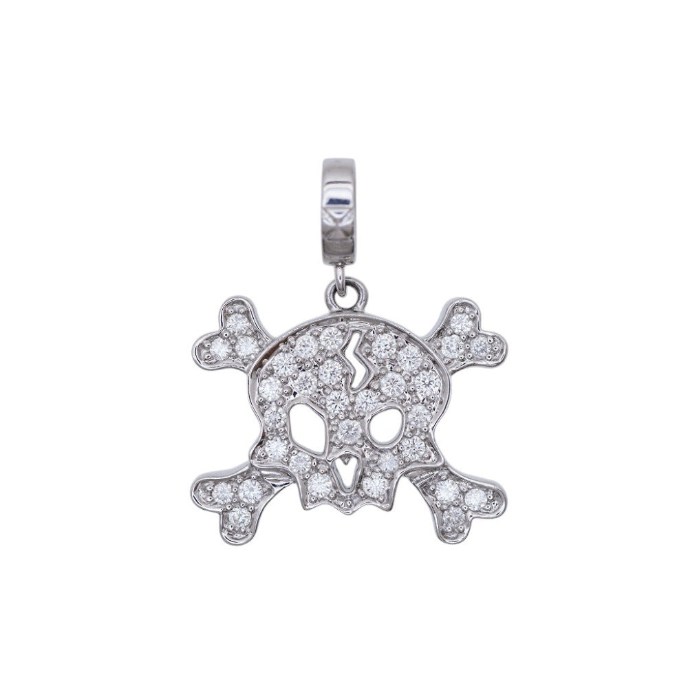 新品同様 スカル ダイヤ1.17ct 750WG ペンダント トップ ネックレス トップ K18 ホワイトゴールド/ダイヤモンド ジュエリー 0033【中古】