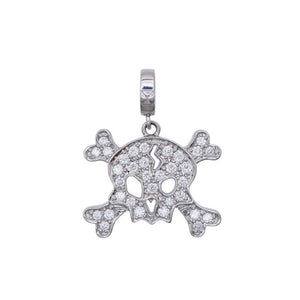 新品同様 スカル ダイヤ1.17ct 750WG ペンダント トップ ネックレス トップ K18 ホワイトゴールド/ダイヤモンド ジュエリー 0033【中古】