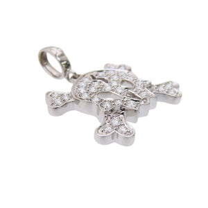 新品同様 スカル ダイヤ1.17ct 750WG ペンダント トップ ネックレス トップ K18 ホワイトゴールド/ダイヤモンド ジュエリー 0033【中古】