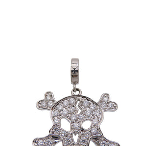 新品同様 スカル ダイヤ1.17ct 750WG ペンダント トップ ネックレス トップ K18 ホワイトゴールド/ダイヤモンド ジュエリー 0033【中古】