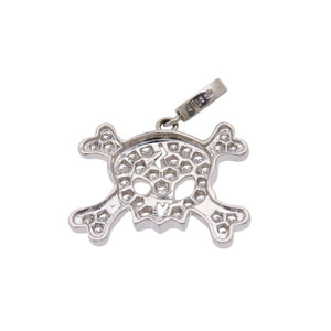 新品同様 スカル ダイヤ1.17ct 750WG ペンダント トップ ネックレス トップ K18 ホワイトゴールド/ダイヤモンド ジュエリー 0033【中古】