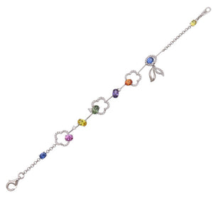 美品 カラーサファイア3.25ct ダイヤ0.77ct K18WG ブレスレットホワイトゴールド/サファイア/ダイヤモンド マルチカラー ジュエリー 0035【中古】 レディース