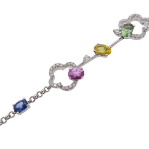 美品 カラーサファイア3.25ct ダイヤ0.77ct K18WG ブレスレットホワイトゴールド/サファイア/ダイヤモンド マルチカラー ジュエリー 0035【中古】 レディース