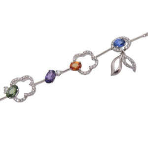 美品 カラーサファイア3.25ct ダイヤ0.77ct K18WG ブレスレットホワイトゴールド/サファイア/ダイヤモンド マルチカラー ジュエリー 0035【中古】 レディース