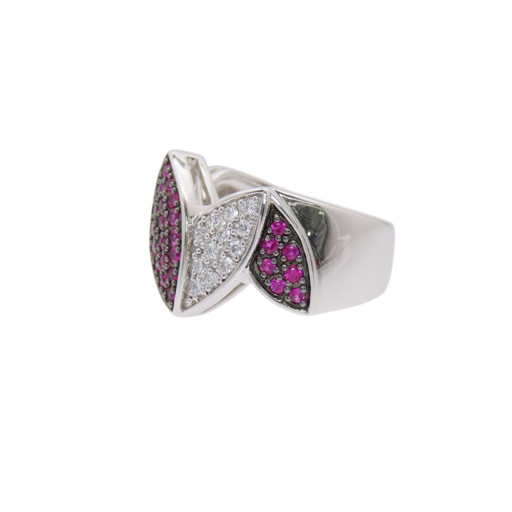 新品同様 K18WG ルビー0.44ct ダイヤ0.35ct リング リング 指輪 ホワイトゴールド/ルビー/ダイヤモンド 12号 ジュエリー 0038【中古】 レディース