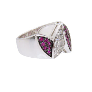新品同様 K18WG ルビー0.44ct ダイヤ0.35ct リング リング 指輪 ホワイトゴールド/ルビー/ダイヤモンド 12号 ジュエリー 0038【中古】 レディース