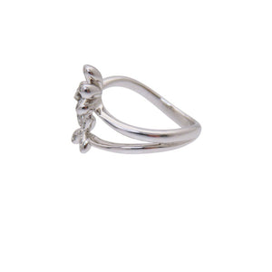 美品 フラワーモチーフ K18WG ダイヤ0.12ct ブラックダイヤ0.11ct リング 指輪 ホワイトゴールド/ダイヤモンド 13号 ジュエリー 0039【中古】 レディース