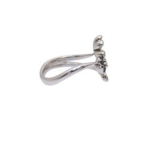 美品 フラワーモチーフ K18WG ダイヤ0.12ct ブラックダイヤ0.11ct リング 指輪 ホワイトゴールド/ダイヤモンド 13号 ジュエリー 0039【中古】 レディース