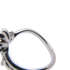 美品 フラワーモチーフ K18WG ダイヤ0.12ct ブラックダイヤ0.11ct リング 指輪 ホワイトゴールド/ダイヤモンド 13号 ジュエリー 0039【中古】 レディース
