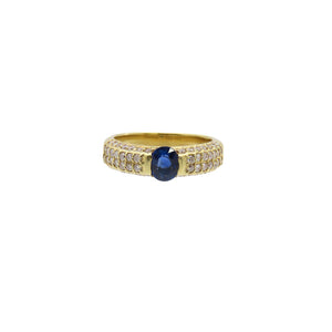 美品 サファイア0.69ct ダイヤ0.54ct K18YG リング 指輪 イエローゴールド/サファイア/ダイヤモンド 11号 ジュエリー 0040【中古】 レディース