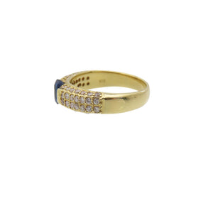 美品 サファイア0.69ct ダイヤ0.54ct K18YG リング 指輪 イエローゴールド/サファイア/ダイヤモンド 11号 ジュエリー 0040【中古】 レディース
