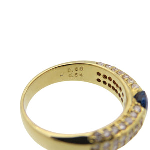 美品 サファイア0.69ct ダイヤ0.54ct K18YG リング 指輪 イエローゴールド/サファイア/ダイヤモンド 11号 ジュエリー 0040【中古】 レディース