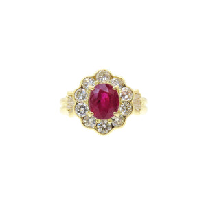 美品 ルビー1.78ct ダイヤ1.16ct K18YG リング 指輪 イエローゴールド/ルビー/ダイヤモンド 11号 ジュエリー 0043【中古】レディース