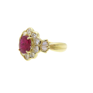 美品 ルビー1.78ct ダイヤ1.16ct K18YG リング 指輪 イエローゴールド/ルビー/ダイヤモンド 11号 ジュエリー 0043【中古】レディース