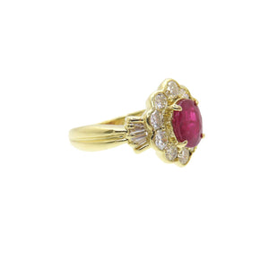 美品 ルビー1.78ct ダイヤ1.16ct K18YG リング 指輪 イエローゴールド/ルビー/ダイヤモンド 11号 ジュエリー 0043【中古】レディース