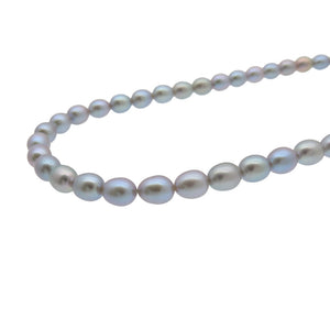 美品 7mm パール ネックレス ブルーシルバー系 0045【中古】レディース