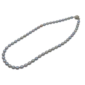 美品 7mm パール ネックレス ブルーシルバー系 0045【中古】レディース