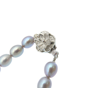 美品 7mm パール ネックレス ブルーシルバー系 0045【中古】レディース