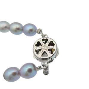 美品 7mm パール ネックレス ブルーシルバー系 0045【中古】レディース
