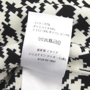 新品同様 クリスチャンディオール 千鳥格子 ノースリーブ フレア ニット コットン サイズ36 ホワイト ブラック ワンピース 0059【中古】Christian Dior