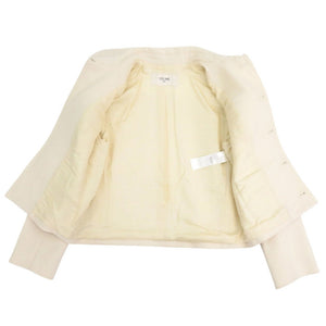 美品 セリーヌ クロディーヌカラージャケット ウール サイズ36 クリーム ジャケット 0060【中古】CELINE