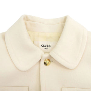 美品 セリーヌ クロディーヌカラージャケット ウール サイズ36 クリーム ジャケット 0060【中古】CELINE