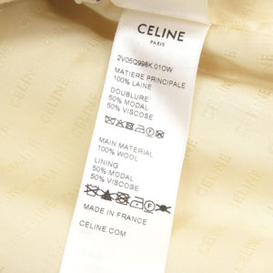 美品 セリーヌ クロディーヌカラージャケット ウール サイズ36 クリーム ジャケット 0060【中古】CELINE