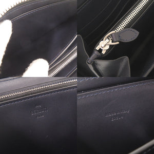 美品 ベルルッティ イタウバ ワイド カリグラフィ レザー ブルー クラッチバッグ 財布 0080【中古】BERLUTI メンズ
