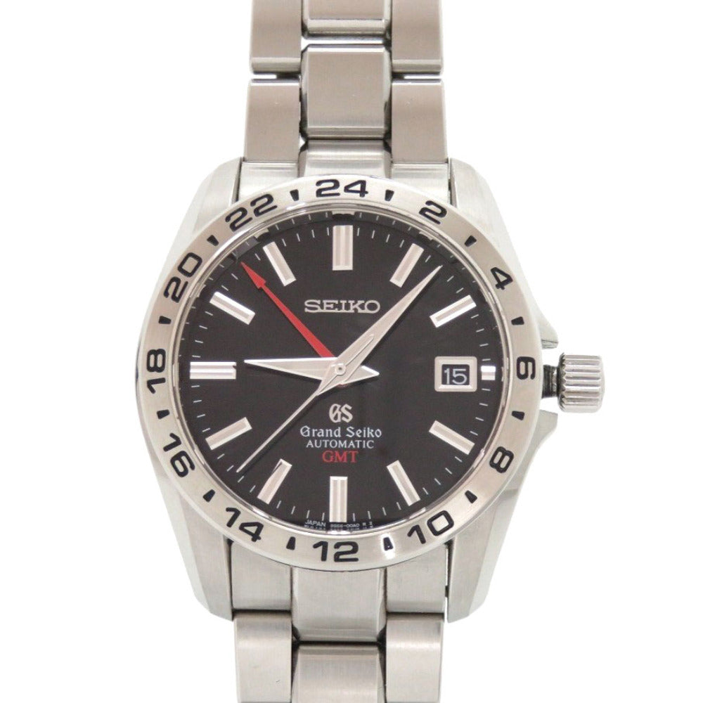 美品 セイコー グランドセイコー メカニカル GMT SBGM001 9S56-00A0 ブラック SS 黒文字盤 自動巻き 腕時計 0098【中古】SEIKO