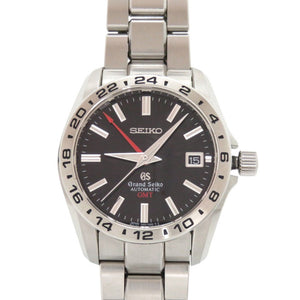 美品 セイコー グランドセイコー メカニカル GMT SBGM001 9S56-00A0 ブラック SS 黒文字盤 自動巻き 腕時計 0098【中古】SEIKO