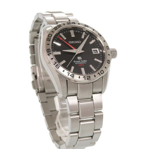 美品 セイコー グランドセイコー メカニカル GMT SBGM001 9S56-00A0 ブラック SS 黒文字盤 自動巻き 腕時計 0098【中古】SEIKO