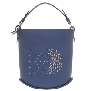 新品同様 デルボー パン ミニバケット レザー ネイビー ハンドバッグ 0183【中古】DELVAUX