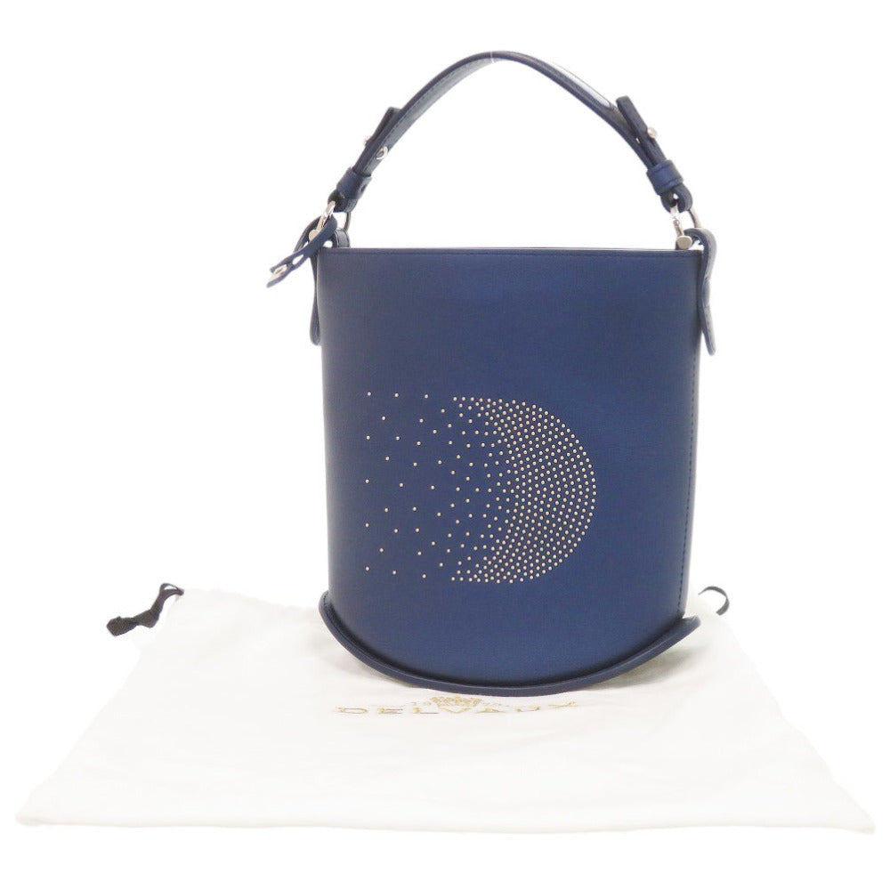 新品同様 デルボー パン ミニバケット レザー ネイビー ハンドバッグ 0183【中古】DELVAUX